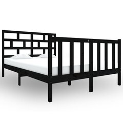 vidaXL gultas rāmis, melns, priedes masīvkoks, 120x190 cm, divvietīgs цена и информация | Кровати | 220.lv