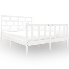 vidaXL gultas rāmis, balts, priedes masīvkoks, 135x190 cm, divvietīgs цена и информация | Кровати | 220.lv