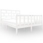 vidaXL gultas rāmis, balts, priedes masīvkoks, 135x190 cm, divvietīgs cena un informācija | Gultas | 220.lv