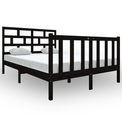 vidaXL gultas rāmis, melns, priedes masīvkoks, 140x190 cm cena un informācija | Gultas | 220.lv