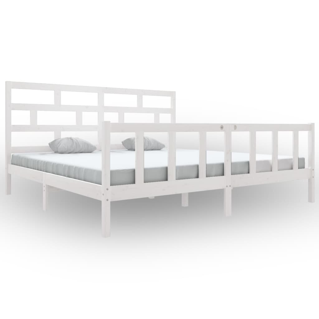 vidaXL gultas rāmis, balts, priedes masīvkoks, 180x200 cm, 6FT цена и информация | Gultas | 220.lv