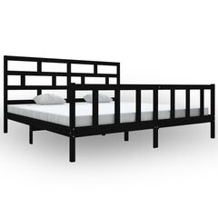 vidaXL gultas rāmis, melns, priedes masīvkoks, 180x200 cm, 6FT цена и информация | Кровати | 220.lv