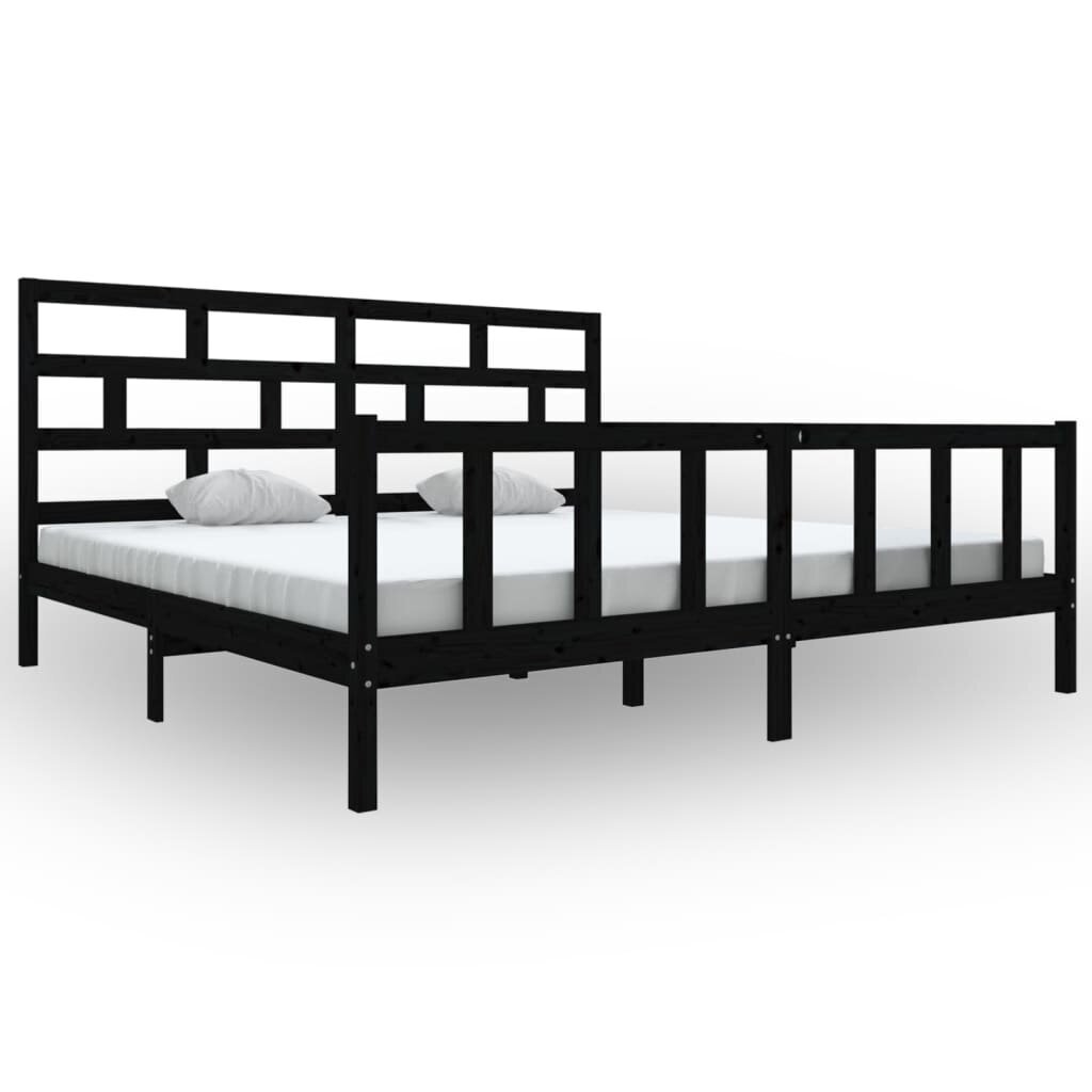 vidaXL gultas rāmis, melns, priedes masīvkoks, 180x200 cm, 6FT цена и информация | Gultas | 220.lv