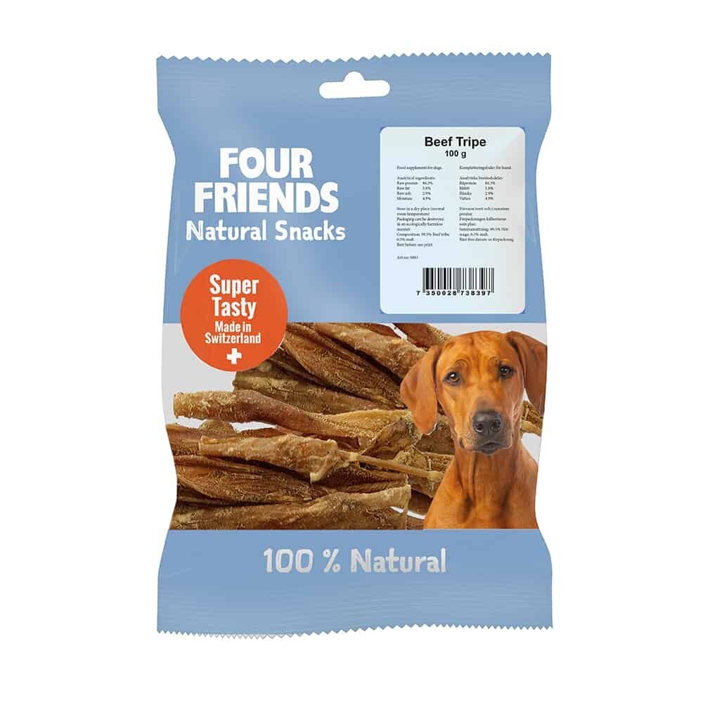 Four Friends Natural Snacks Beef Tripe gardums suņiem - Kaltēti liellopu kuņģi, 100 g цена и информация | Gardumi suņiem | 220.lv