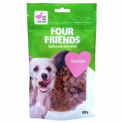 Лакомство для собак, кубики из утиного мяса Four Friends, 100 г цена и информация | Лакомства для собак | 220.lv