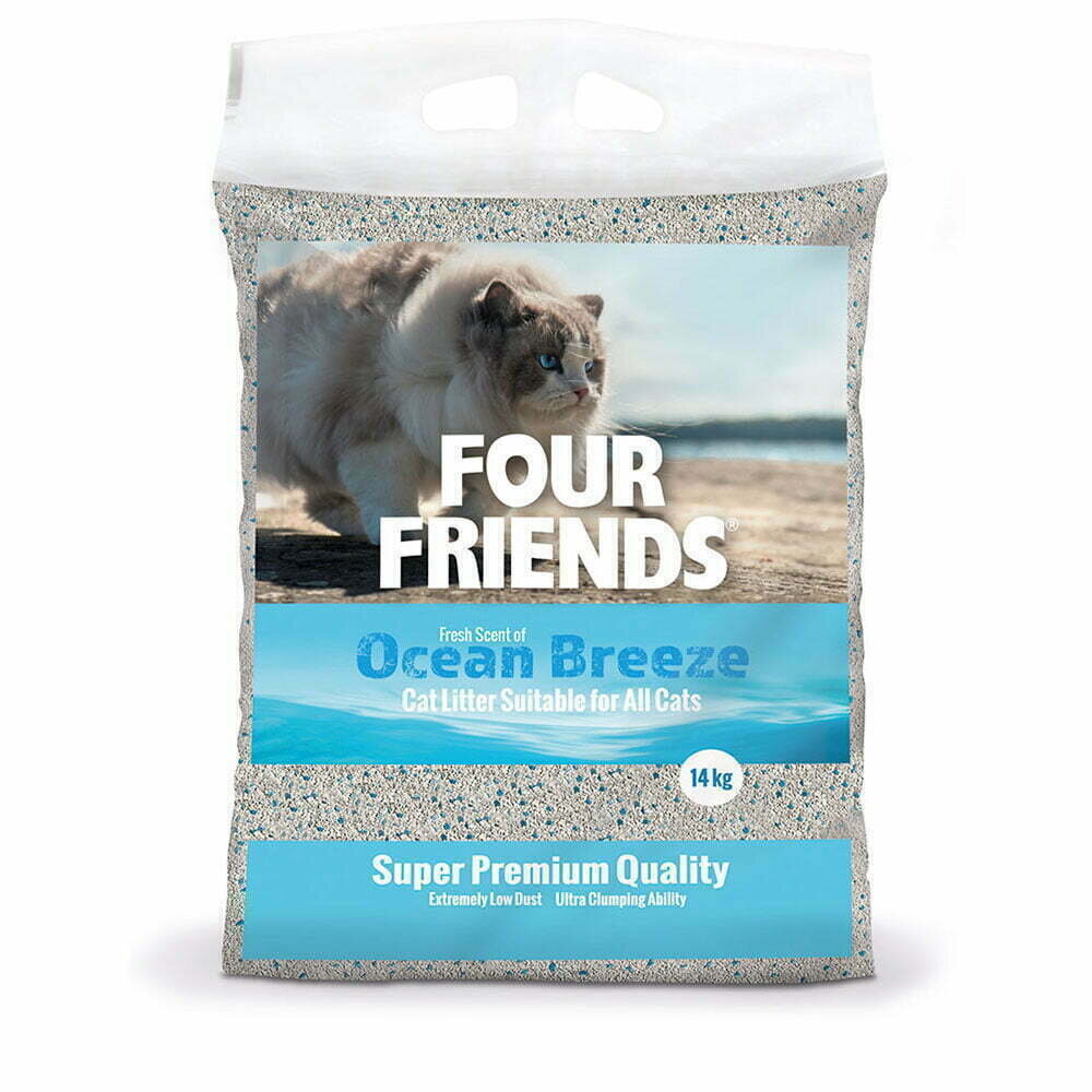 Four Friends Cat Litter Ocean Breeze cementējošās smiltis kaķu tualetei, 14 kg cena un informācija | Smiltis un pakaiši | 220.lv