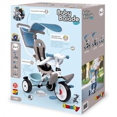 Детский трехколесный велосипед SMOBY Tricycle Baby Balade, синий цена и информация | Трехколесные велосипеды | 220.lv