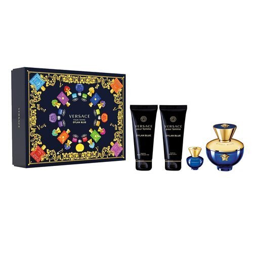 Versace Pour Femme Dylan Blue dāvanu komplekts sievietēm: parfimērijas ūdens EDP 100 ml, ķermeņa losjons 100 ml, dušas želeja 100 ml, EDP 5 ml cena un informācija | Sieviešu smaržas | 220.lv