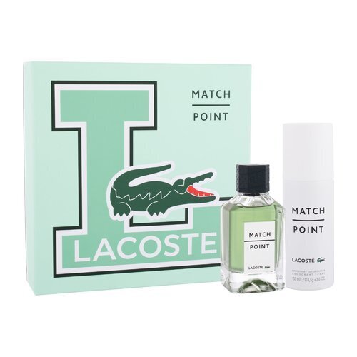 Lacoste Match Point dāvanu komplekts vīriešiem: tualetes ūdens EDT 100 ml un dezodorants-sprejs 150 ml cena un informācija | Vīriešu smaržas | 220.lv