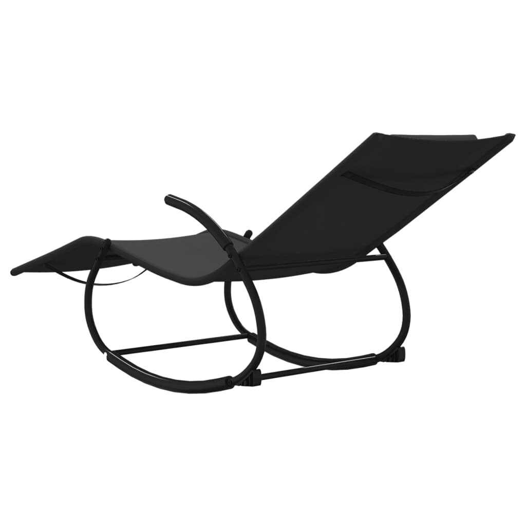 VidaXL sauļošanās šūpuļkrēsls, tērauds, melns tekstilēns cena un informācija | Sauļošanās krēsli | 220.lv