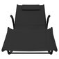 VidaXL sauļošanās šūpuļkrēsls, tērauds, melns tekstilēns cena un informācija | Sauļošanās krēsli | 220.lv