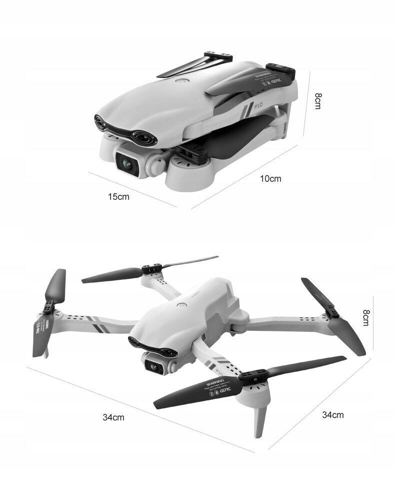 Drone F10, 2000 metri kontrolē 4K WIFI attālumu ar divām kamerām un trim baterijām цена и информация | Droni | 220.lv