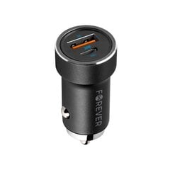 Forever CC-06 PD3.0 + QC3.0 car charger 1x USB-C 1x USB 20W black cena un informācija | Lādētāji un adapteri | 220.lv