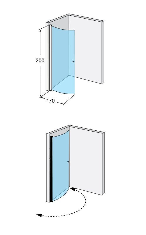 Pusapaļā dušas siena IDO Showerama 10-41 700, daļēji matēts stikls cena un informācija | Dušas durvis, dušas sienas | 220.lv