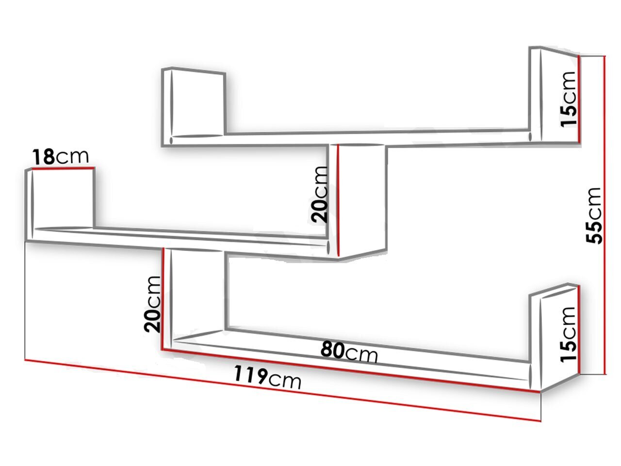 Sienas plaukts CYGNI 003-beton cena un informācija | Plaukti | 220.lv