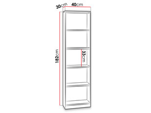 Grāmatu skapis 40cm ELEYLIN-balts (balts) cena un informācija | Plaukti | 220.lv