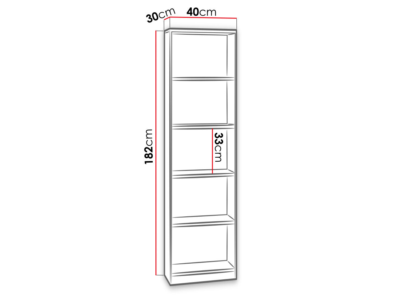 Grāmatu skapis 40cm ELEYLIN-czarny (melns) цена и информация | Plaukti | 220.lv