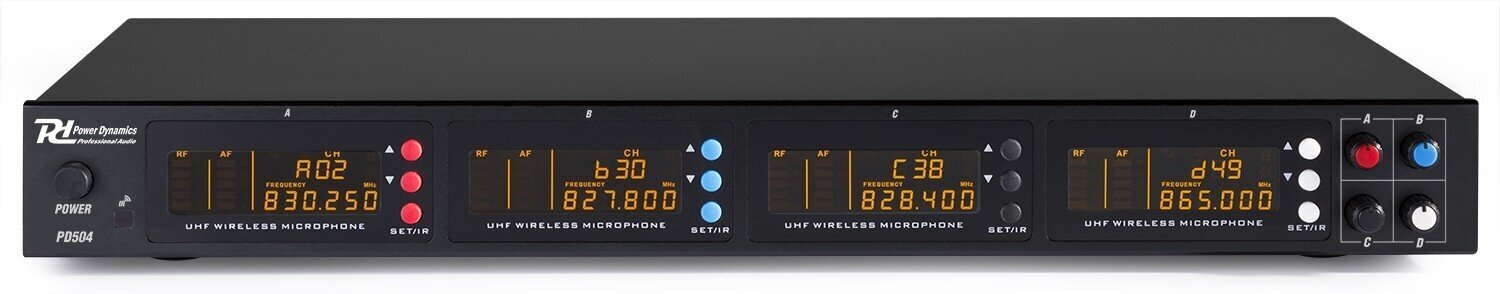 Power Dynamics PD504B 4x 50 kanālu UHF bezvadu mikrofonu komplekts ar 4 korpusa mikrofoniem cena un informācija | Mikrofoni | 220.lv