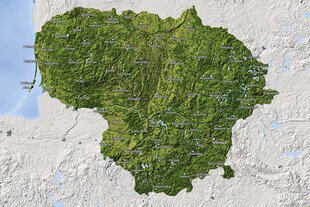 Контурная карта Литвы с названиями городов DB009, 90x60 см, булавки в подарок! цена и информация | Карты мира | 220.lv