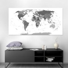Pasaules karte ar valstu un galvaspilsētu nosaukumiem, piespraudes dāvanā! DB008 100x50 cm. cena un informācija | Pasaules kartes | 220.lv