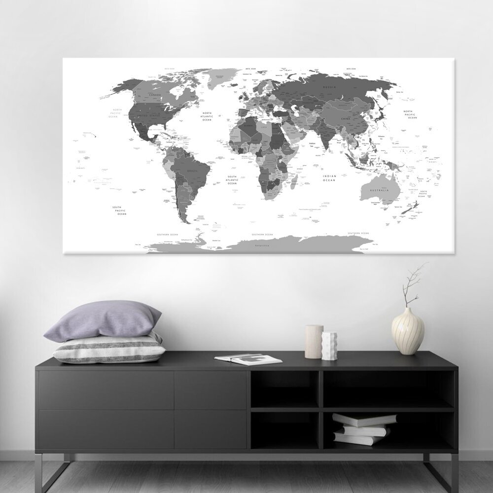 Pasaules karte ar valstu un galvaspilsētu nosaukumiem, piespraudes dāvanā! DB008 100x50 cm. цена и информация | Pasaules kartes | 220.lv