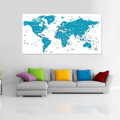 Pasaules karte ar valstu un galvaspilsētu nosaukumiem, piespraudes dāvanā! DB001 200x100 cm. cena un informācija | Pasaules kartes | 220.lv