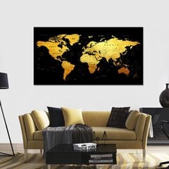 Pasaules karte ar valstu un galvaspilsētu nosaukumiem, piespraudes dāvanā! DB000 140x70 cm. cena un informācija | Pasaules kartes | 220.lv
