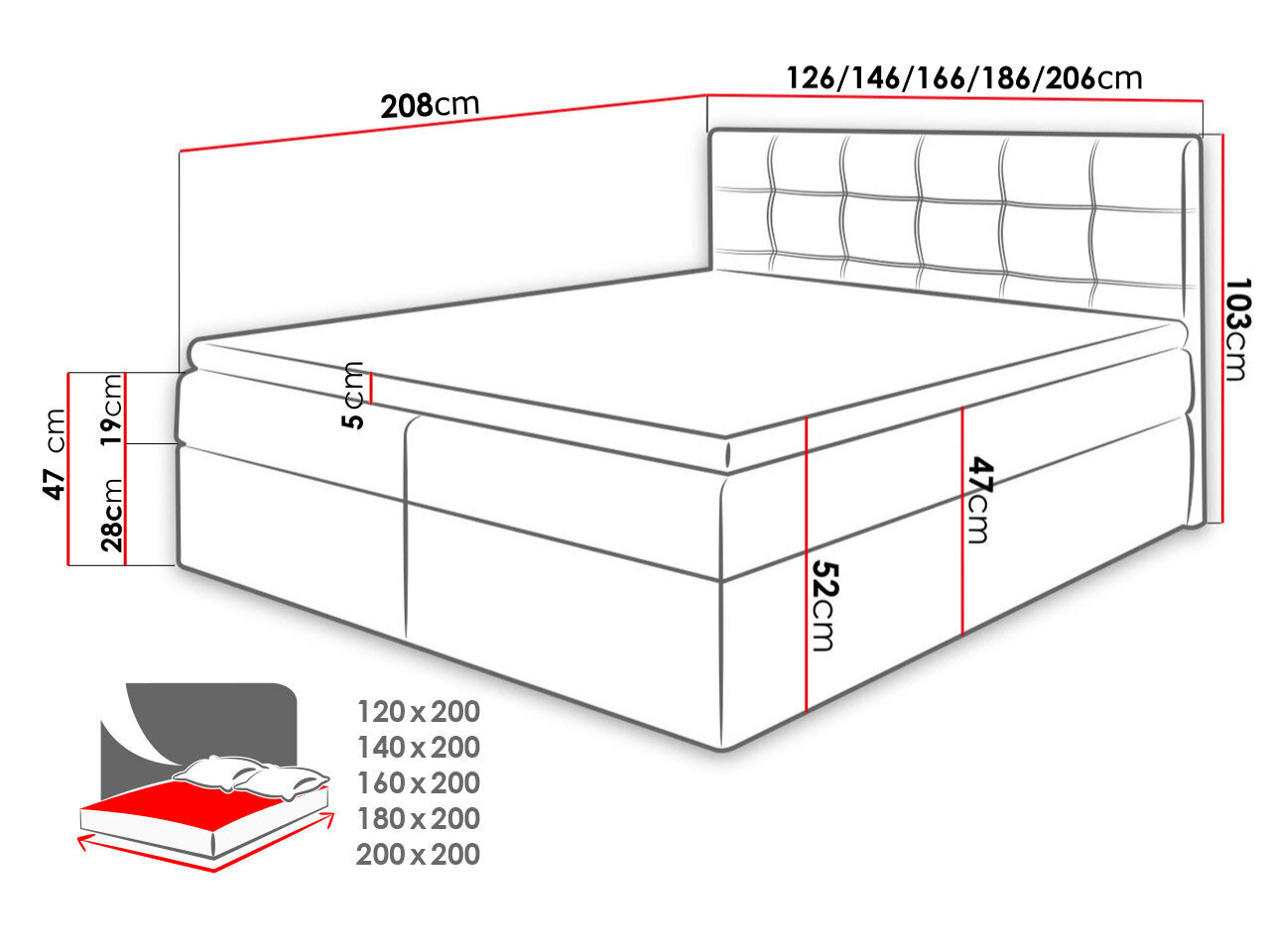 Kontinentālā gulta TOP 1- noliktavā-140x200 cm-Ikar 5 cena un informācija | Gultas | 220.lv
