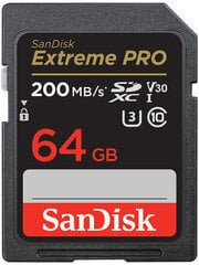 Sandisk atmiņas karte SDXC 64GB Extreme Pro kaina ir informacija | Atmiņas kartes mobilajiem telefoniem | 220.lv