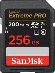 SanDisk Extreme PRO 256 GB SDXC UHS-I Class 10 цена и информация | Карты памяти для мобильных телефонов | 220.lv