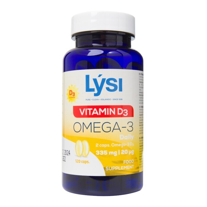 Uztura bagātinātājs - zivju eļļa LYSI Vitamin D3 Omega-3 kaps. N120 цена и информация | Vitamīni, preparāti, uztura bagātinātāji imunitātei | 220.lv