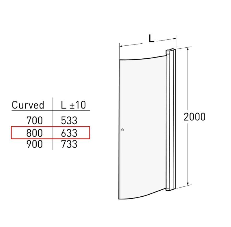 Pusapaļā dušas siena IDO Showerama 10-41 800, daļēji matēts stikls cena un informācija | Dušas durvis, dušas sienas | 220.lv