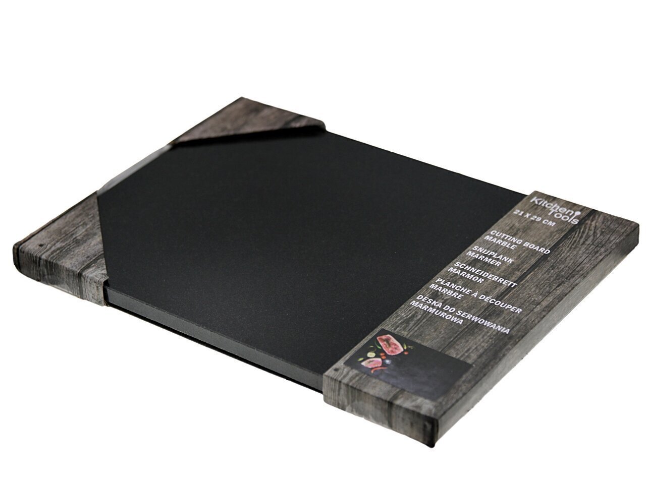 Marmora servēšanas šķīvis/paplāte, melns LUPEK 30x40x1,5 cm] cena un informācija | Trauki, šķīvji, pusdienu servīzes | 220.lv