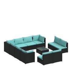 Садовый комплект мебели с подушками из 9 частей, чёрный цена и информация | Комплекты уличной мебели | 220.lv