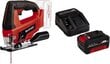 EINHELL TC-JS 18 LI-SOLO (4321209) power finierzāģis 18V KWB Black, Red cena un informācija | Zāģi, ripzāģi | 220.lv