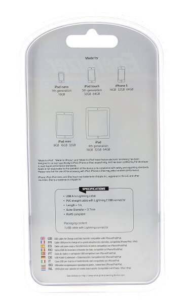 ENERGIZER Hightech USB kabelis iPhone 5 - 1m - melns цена и информация | Savienotājkabeļi | 220.lv