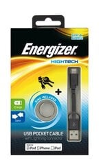 Plāns ENERGIZER Pocket kabelis Lightning, 8cm, melns cena un informācija | Savienotājkabeļi | 220.lv