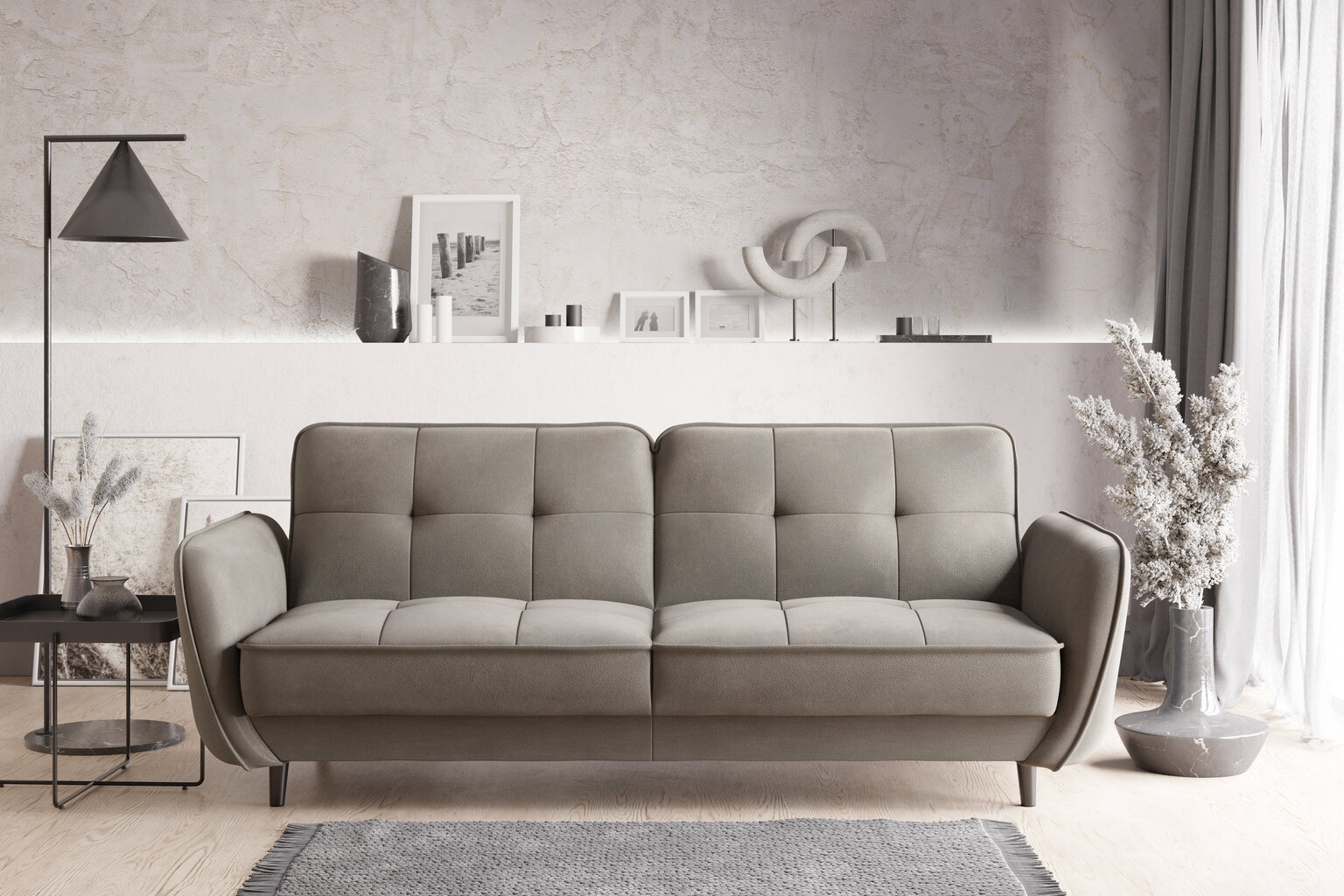 Dīvāns NORE Bellis, smilškrāsas cena un informācija | Dīvāni | 220.lv