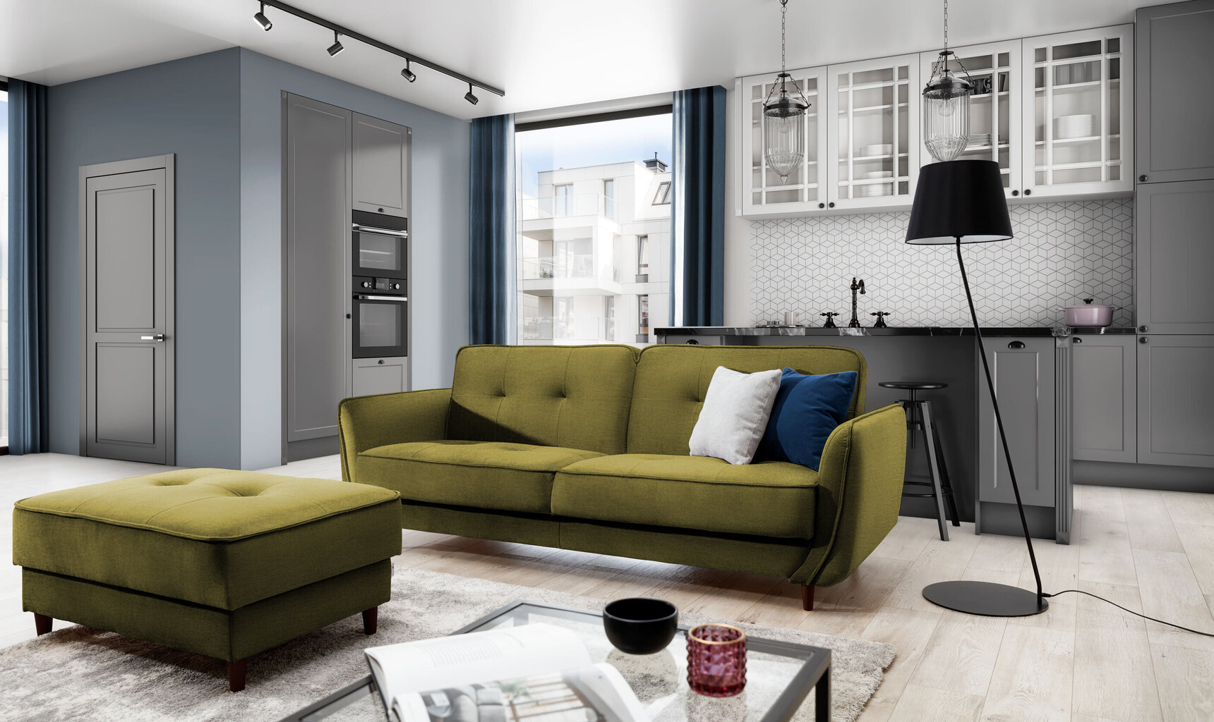 Dīvāns NORE Bellis, zaļš cena un informācija | Dīvāni | 220.lv