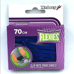 Mr.Lacy Flexies плоский резиновый шнур, синий, 70 см цена и информация | Для ухода за обувью и одеждой | 220.lv