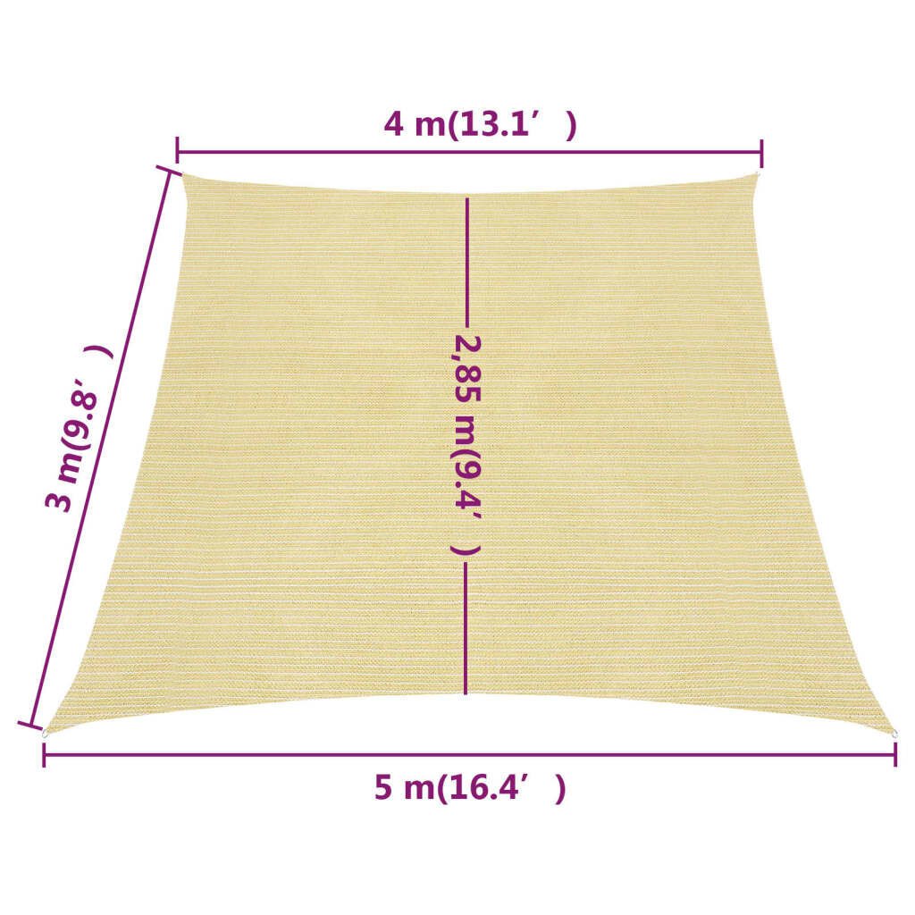 VidaXL saulessargs, 160 g/m², bēšs, 4/5x3 m, HDPE cena un informācija | Saulessargi, markīzes un statīvi | 220.lv