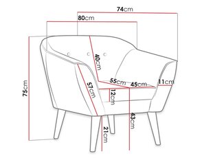 Кресло MERULO 1-Manila 25 цена и информация | Кресла в гостиную | 220.lv