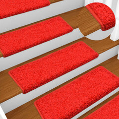 vidaXL kāpņu paklāji, 5 gab., 65x25 cm, sarkani cena un informācija | Paklāji | 220.lv