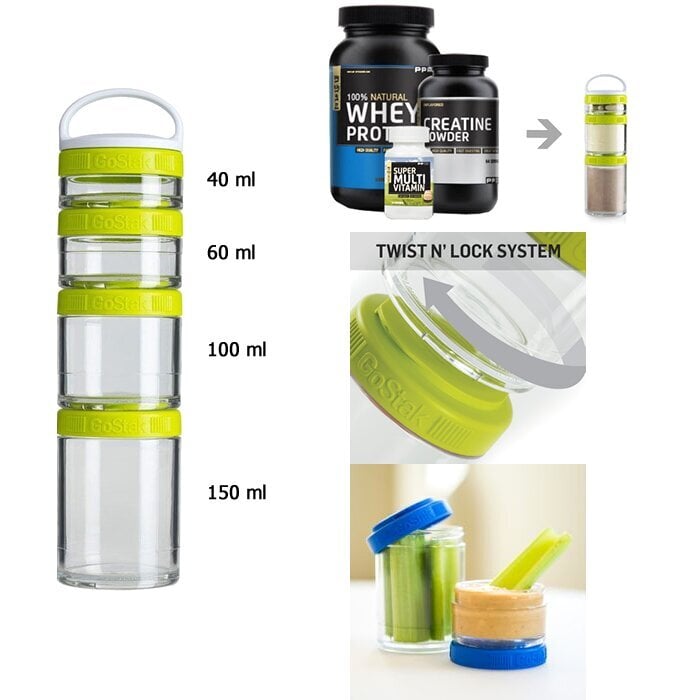 BlenderBottle GoStak Starter 4pak Black Portable Containers