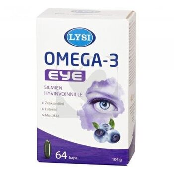 Uztura bagātinātājs - zivju eļļa, LYSI Omega3 Eyes augu kaps. N64 cena un informācija | Vitamīni, preparāti, uztura bagātinātāji imunitātei | 220.lv