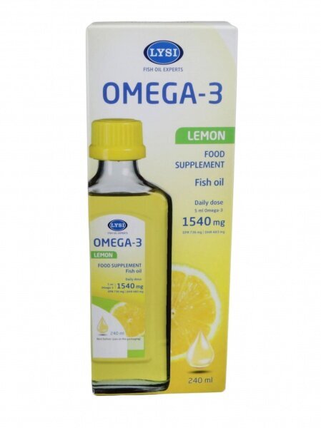 Uztura bagātinātājs - zivju eļļa ar citronu garšu, LYSI Omega-3, 240 ml cena un informācija | Vitamīni, preparāti, uztura bagātinātāji imunitātei | 220.lv