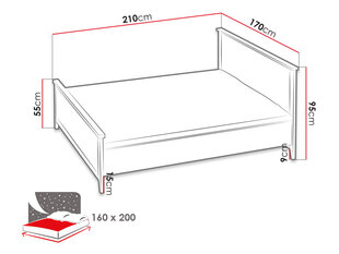 Кровать Kostello K13-sosna andersen / dąb nash цена и информация | Кровати | 220.lv