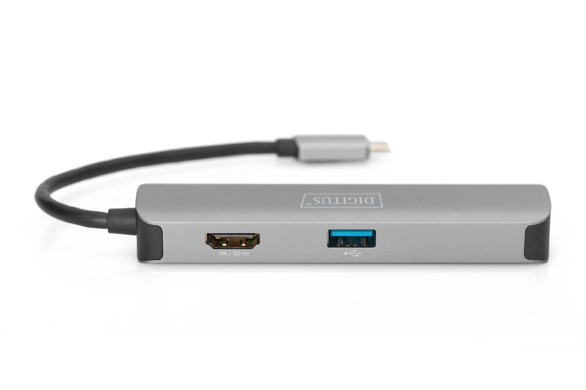 DIGITUS USB-C Dock, 4K/30Hz HDMI/2x USB-A /SD/MicroSD цена и информация | Adapteri un USB centrmezgli | 220.lv
