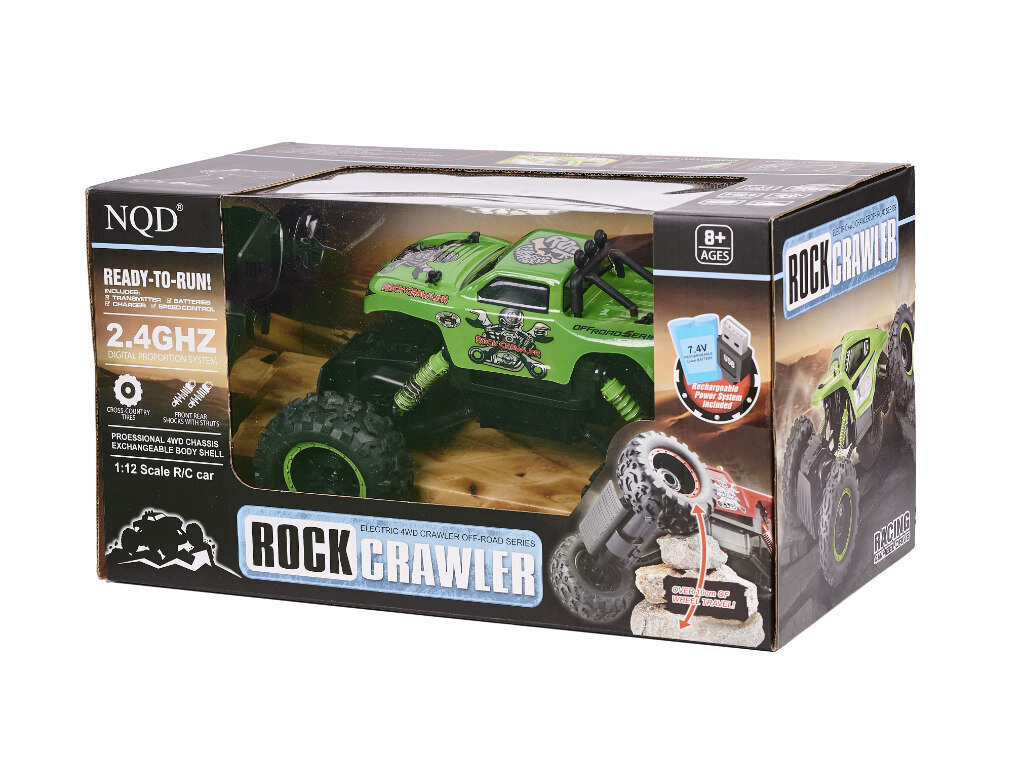 RC auto NQD ROCK CRAWLER KING 1:12 USB, zaļš cena un informācija | Rotaļlietas zēniem | 220.lv