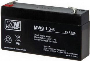 MPL MW POWER MWS 1.3-6 UPS svina-skābes akumulators VRLA AGM, 6 V 1,3 Ah melns, pelēks cena un informācija | Rotaļlietas zēniem | 220.lv
